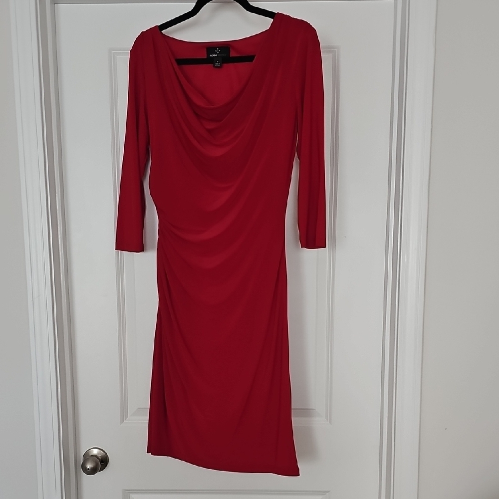 Elegant Red Draped Dress